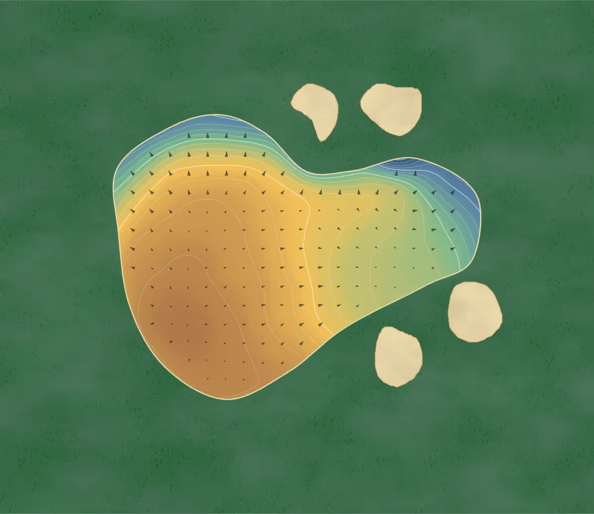 Green contour map of Cleethorpes in Cleethorpes, England: 87 elevation contours at a 8-centimeter interval with fall-line arrows, traced from 1-meter lidar