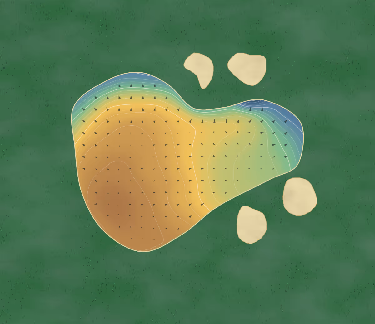 Green contour map of Cleethorpes in Cleethorpes, England — 87 elevation contours at a 8-centimeter interval with fall-line arrows, traced from 1-meter lidar