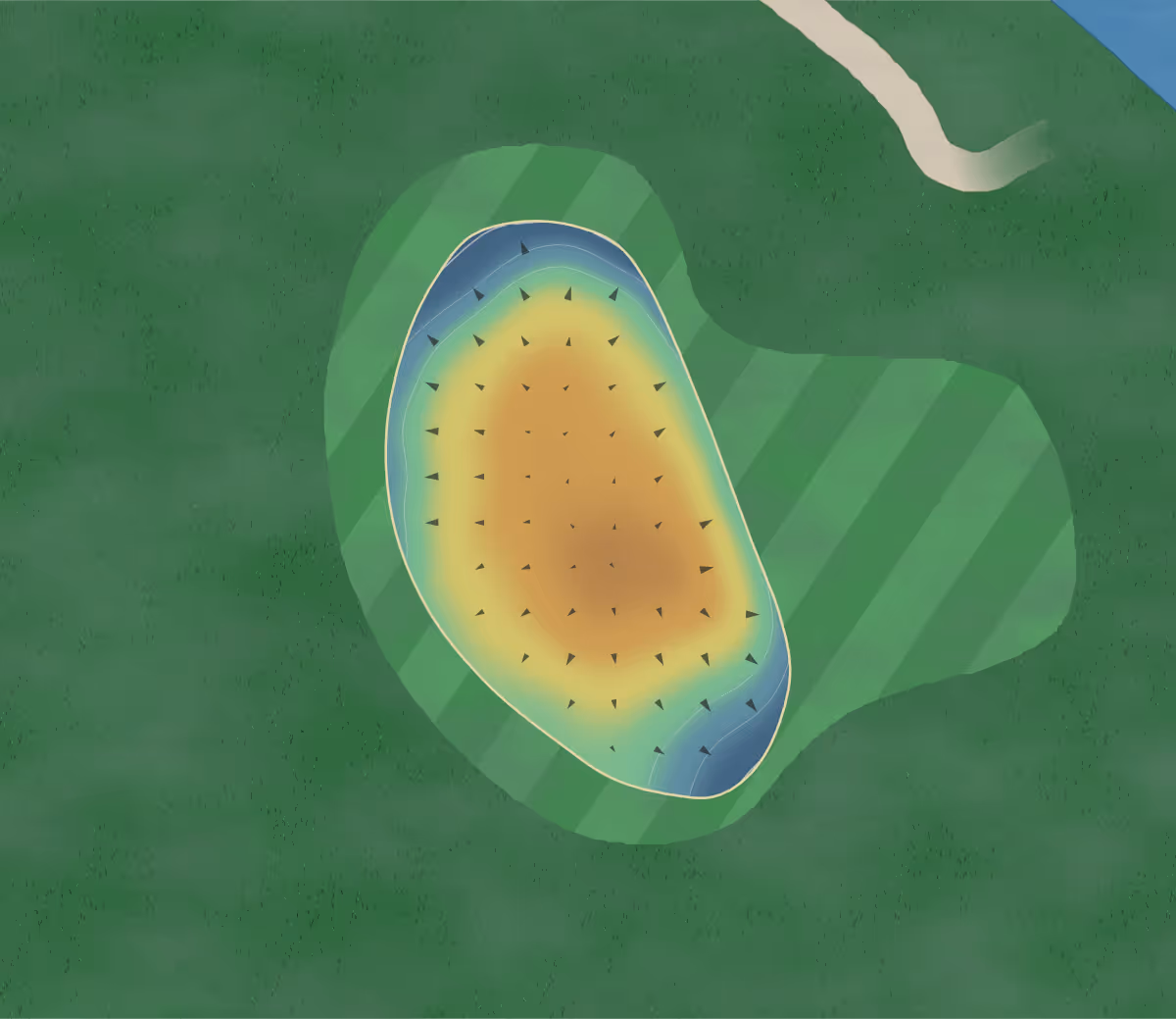 Green contour map of Clio CC in Clio, Michigan: 136 elevation contours at a 3-inch interval with fall-line arrows, traced from 1-meter lidar