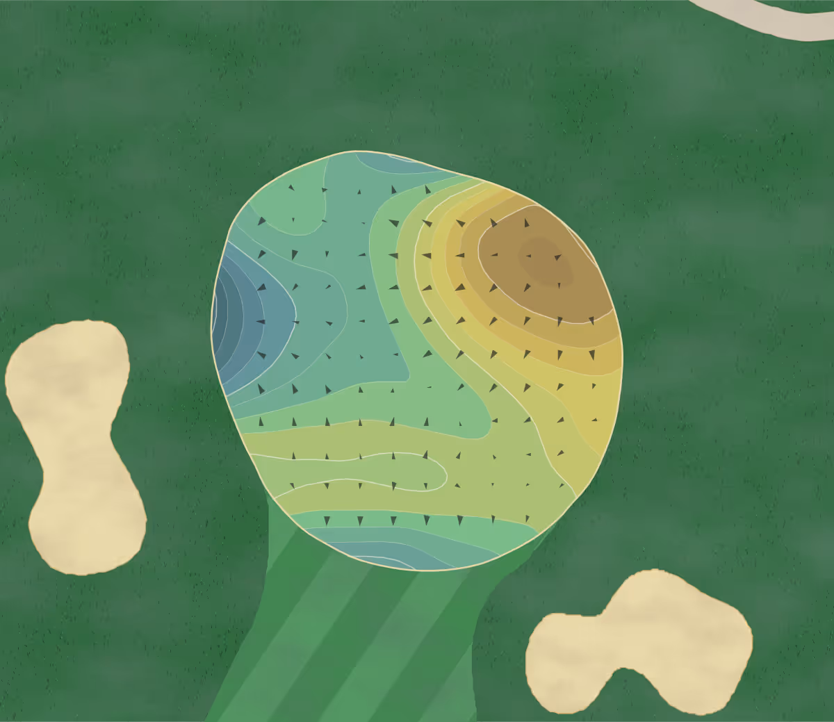 Green contour map of Clovernook in Cincinnati, Ohio — 250 elevation contours at a 3-inch interval with fall-line arrows, traced from 1-meter lidar