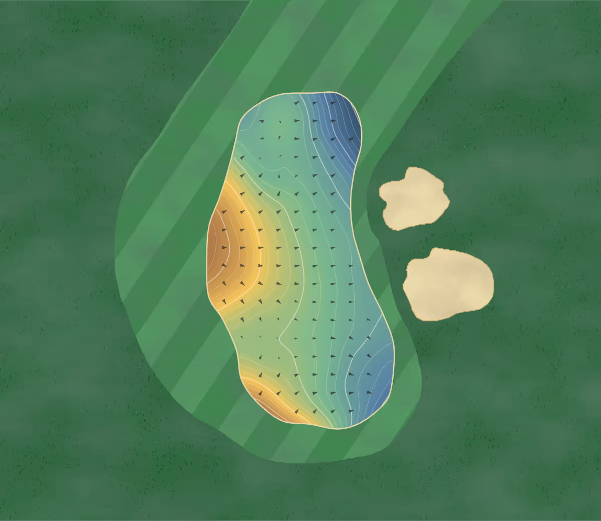 Green contour map of Bond Head South in Bond Head, Canada — 261 elevation contours at a 8-centimeter interval with fall-line arrows, traced from 1-meter lidar