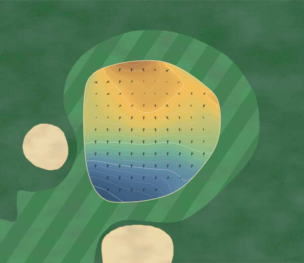Green contour map of Beauceville in Beauceville, Canada — 207 elevation contours at a 8-centimeter interval with fall-line arrows, traced from 1-meter lidar