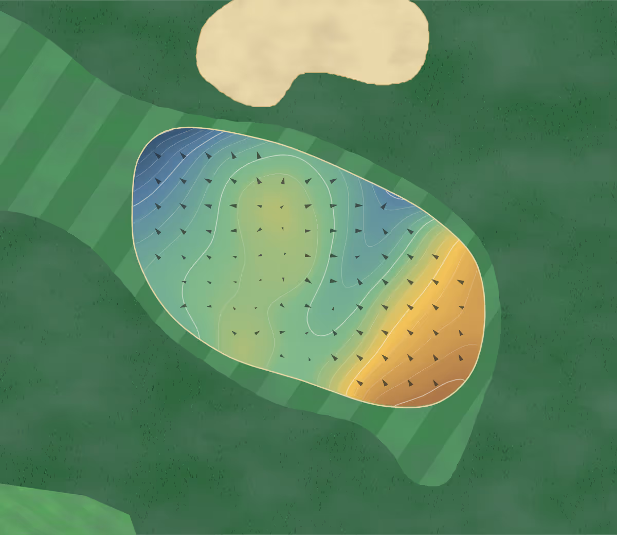 Green contour map of Grand-Mère in Grand-Mère, Canada — 231 elevation contours at a 8-centimeter interval with fall-line arrows, traced from 1-meter lidar