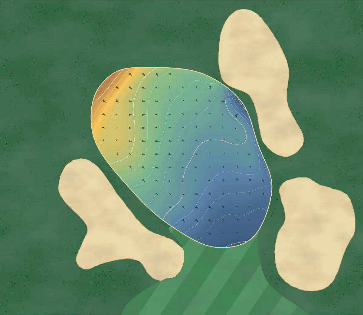 Green contour map of Joliette in Saint-Charles-Borromée, Canada: 62 elevation contours at a 8-centimeter interval with fall-line arrows, traced from 1-meter lidar