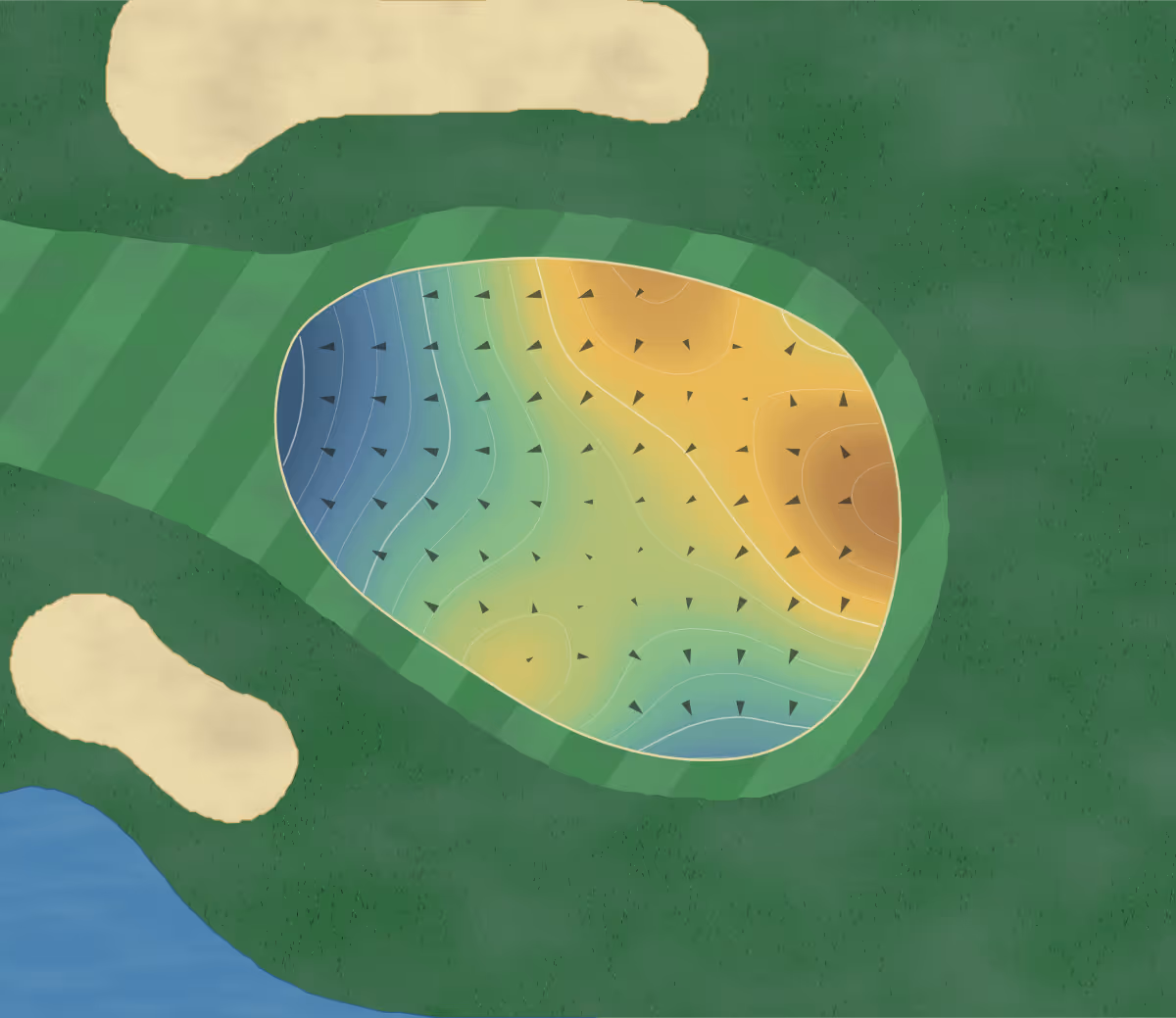 Green contour map of Lotbinière in Saint-Gilles, Canada — 178 elevation contours at a 8-centimeter interval with fall-line arrows, traced from 1-meter lidar