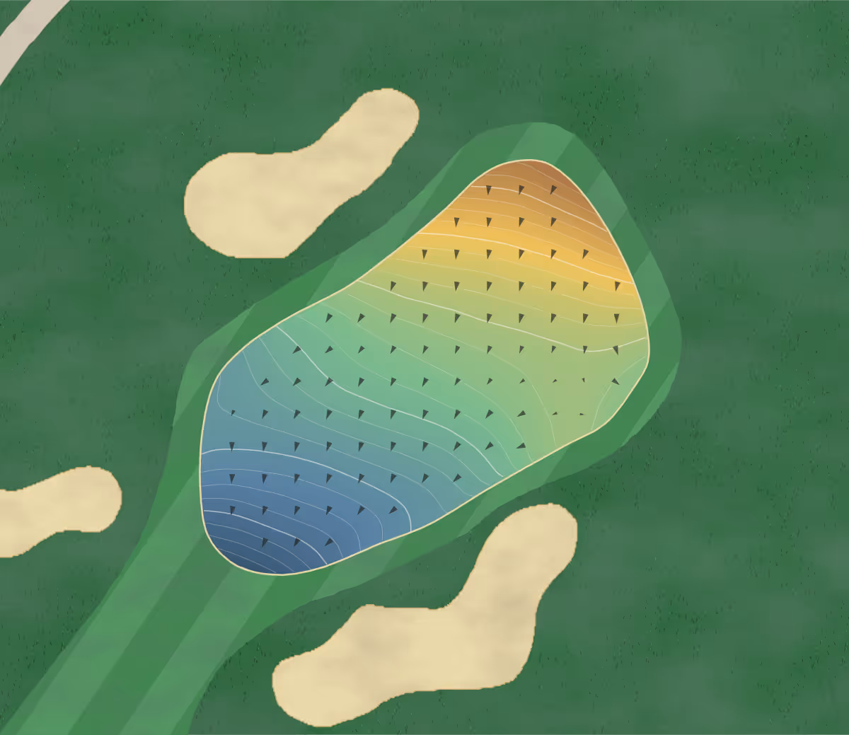 Green contour map of Milby in Lennoxville, Canada — 264 elevation contours at a 8-centimeter interval with fall-line arrows, traced from 1-meter lidar