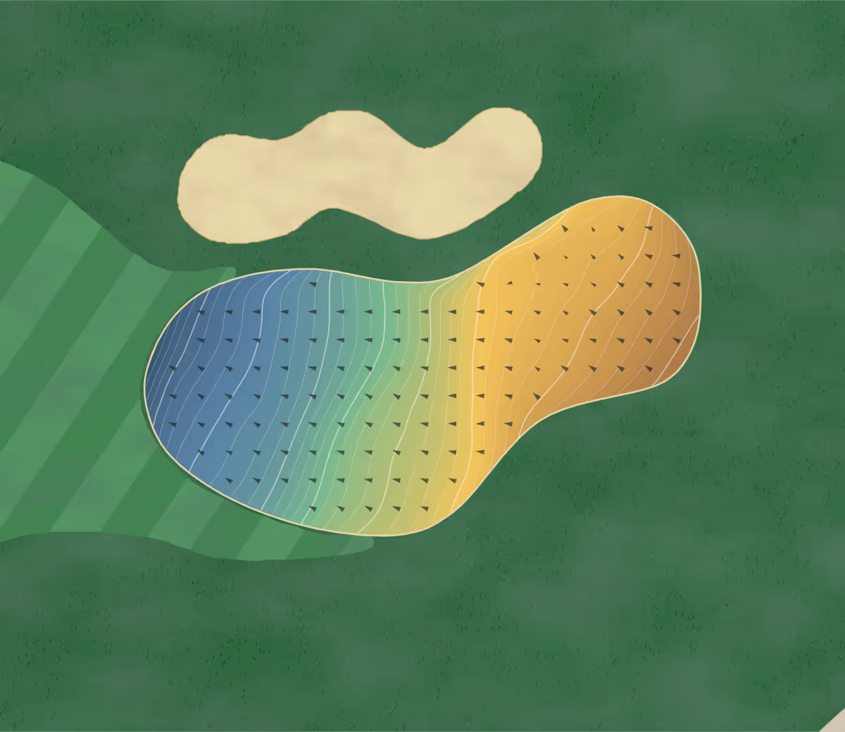 Green contour map of Owl's Head in Mansonville, Canada: 288 elevation contours at a 8-centimeter interval with fall-line arrows, traced from 1-meter lidar