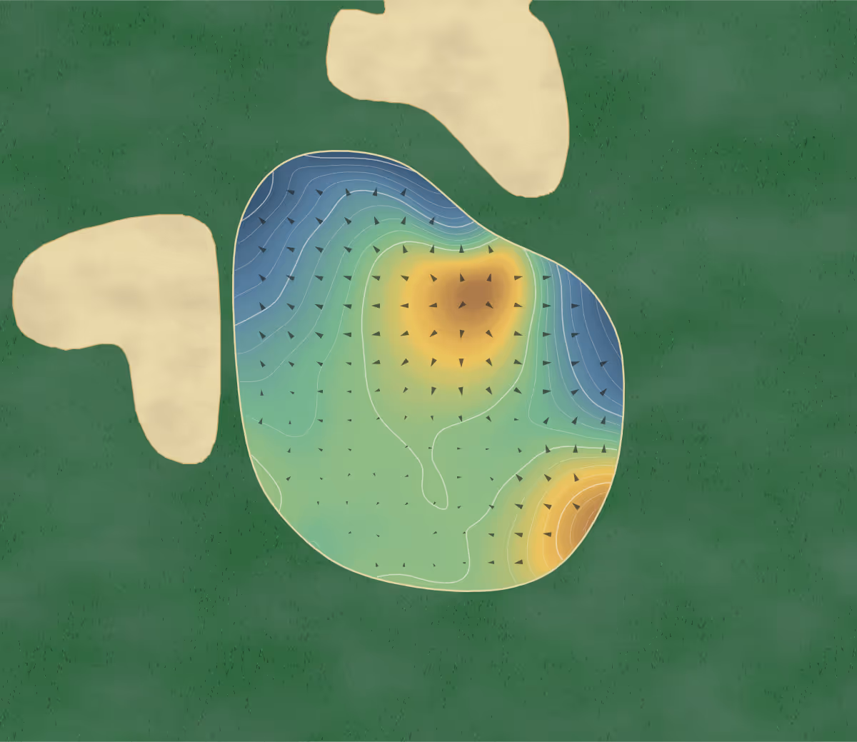 Green contour map of Rivière-du-Loup in x, Canada — 217 elevation contours at a 8-centimeter interval with fall-line arrows, traced from 1-meter lidar