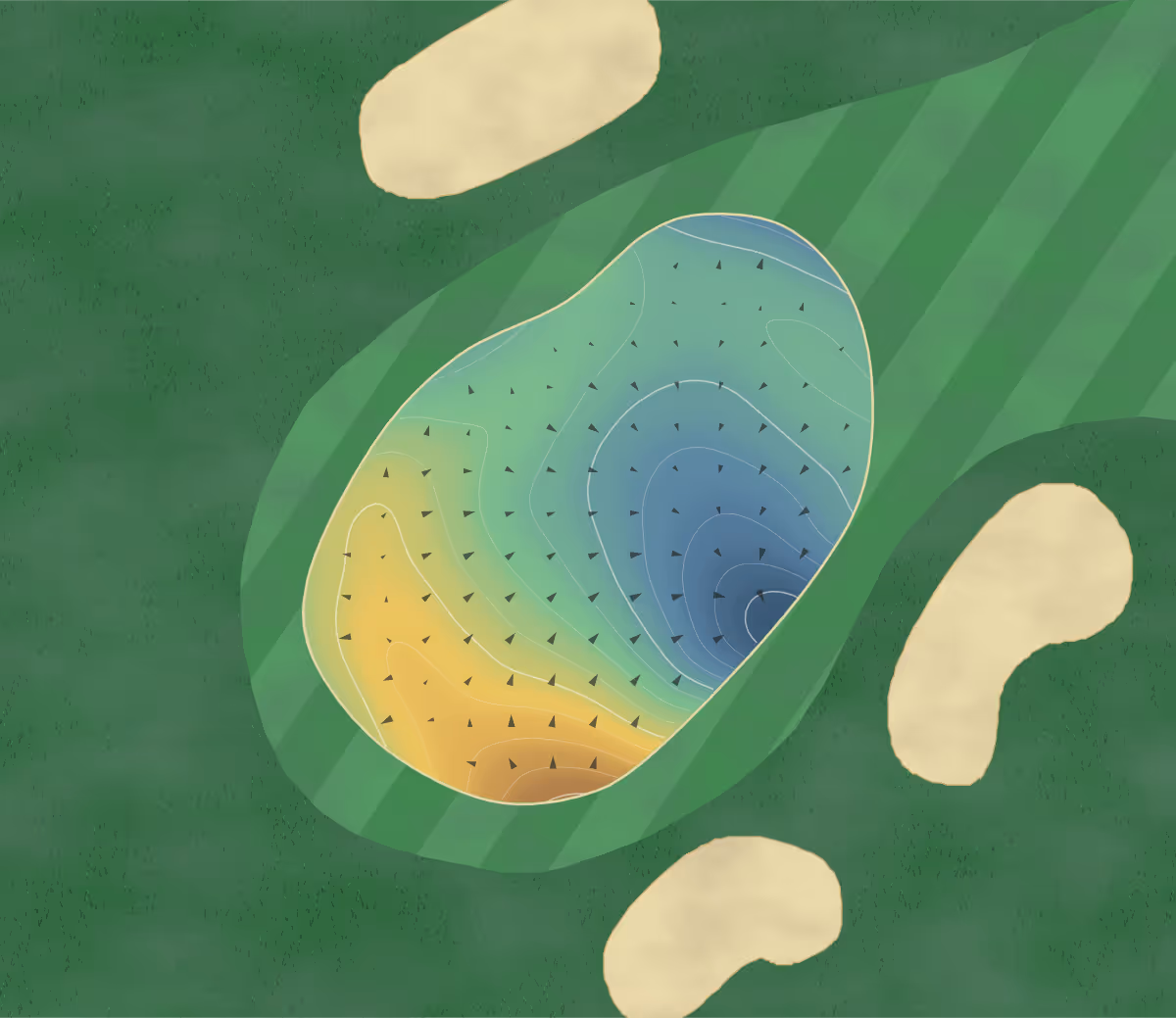 Green contour map of Vallée de la Lièvre in Lac-des-Écorces, Canada: 128 elevation contours at a 8-centimeter interval with fall-line arrows, traced from 1-meter lidar