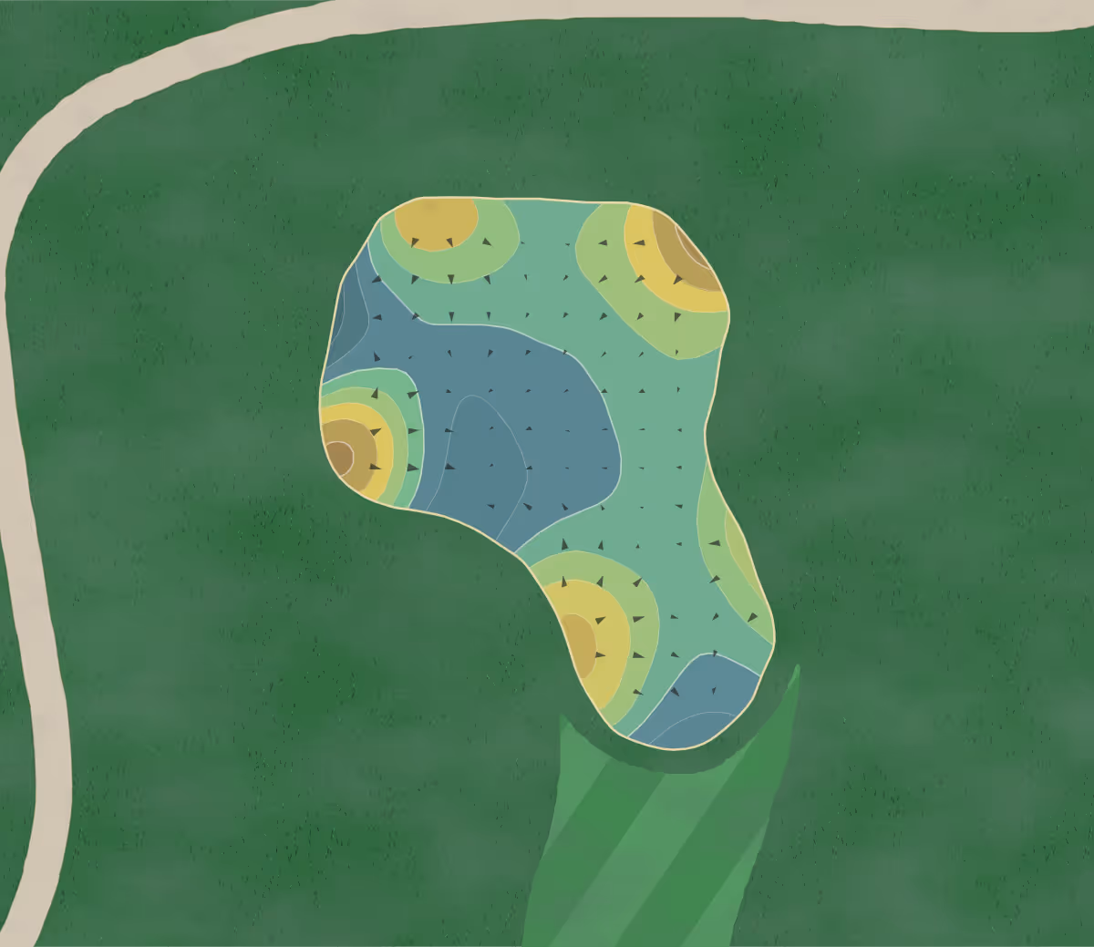 Green contour map of Club Prairie in Post Falls, Idaho — 187 elevation contours at a 3-inch interval with fall-line arrows, traced from 1-meter lidar
