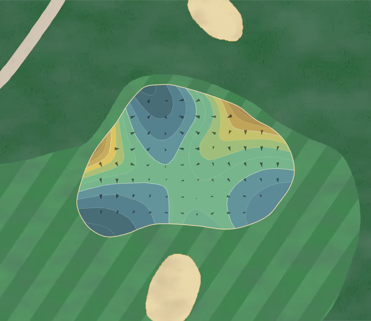 Green contour map of Club Strawberry in Kenosha, Wisconsin — 267 elevation contours at a 3-inch interval with fall-line arrows, traced from 1-meter lidar