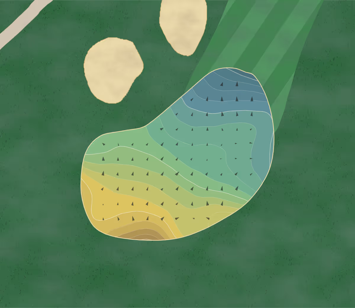 Green contour map of Clustered Spires in Frederick, Maryland — 224 elevation contours at a 3-inch interval with fall-line arrows, traced from 1-meter lidar