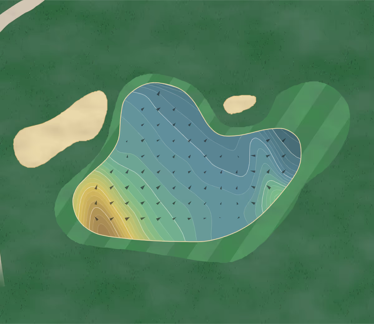 Green contour map of Cobblestone Creek in Lawrenceville, New Jersey — 254 elevation contours at a 3-inch interval with fall-line arrows, traced from 1-meter lidar
