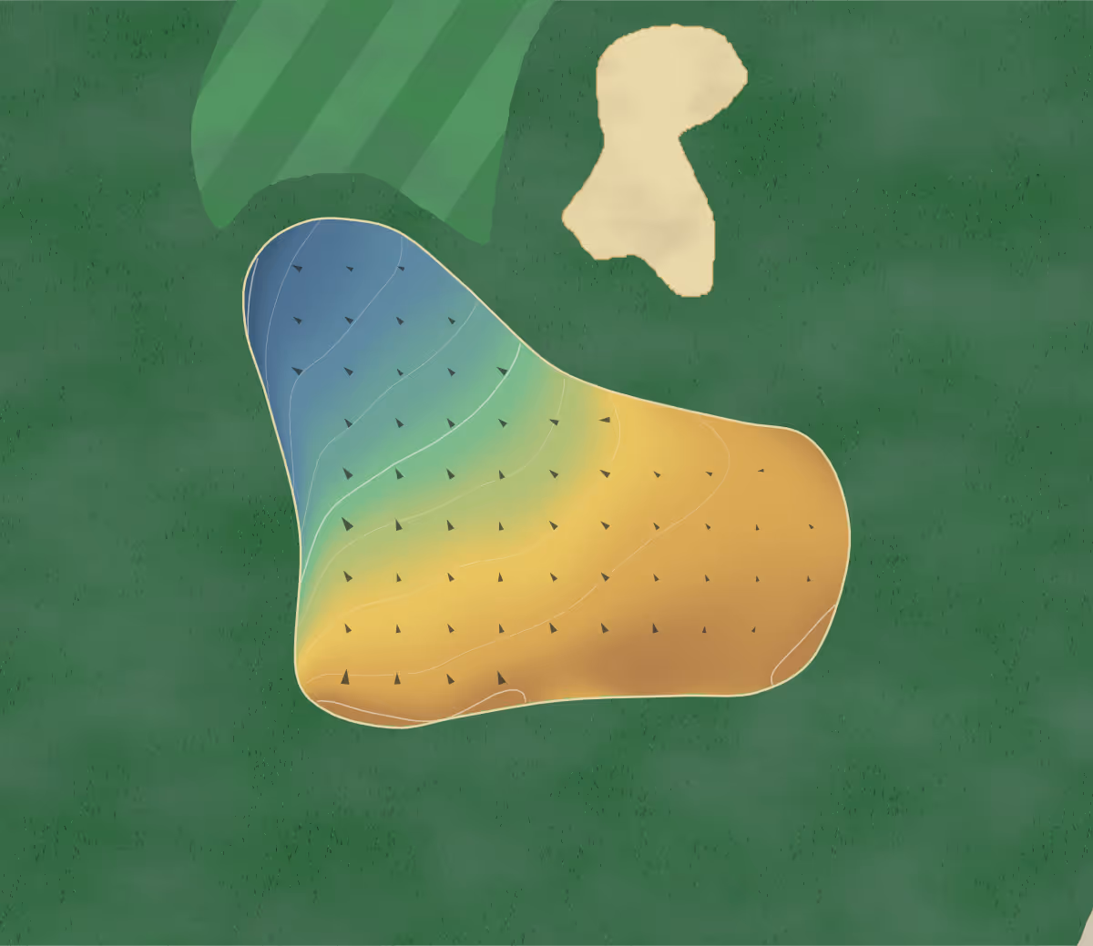 Green contour map of Cobblestone Creek in Arcadia, Oklahoma — 94 elevation contours at a 3-inch interval with fall-line arrows, traced from 1-meter lidar