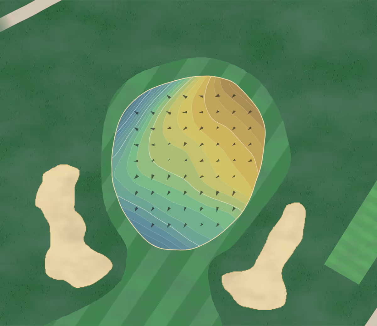 Green contour map of Cohasset GC in Cohasset, Massachusetts — 235 elevation contours at a 3-inch interval with fall-line arrows, traced from 1-meter lidar