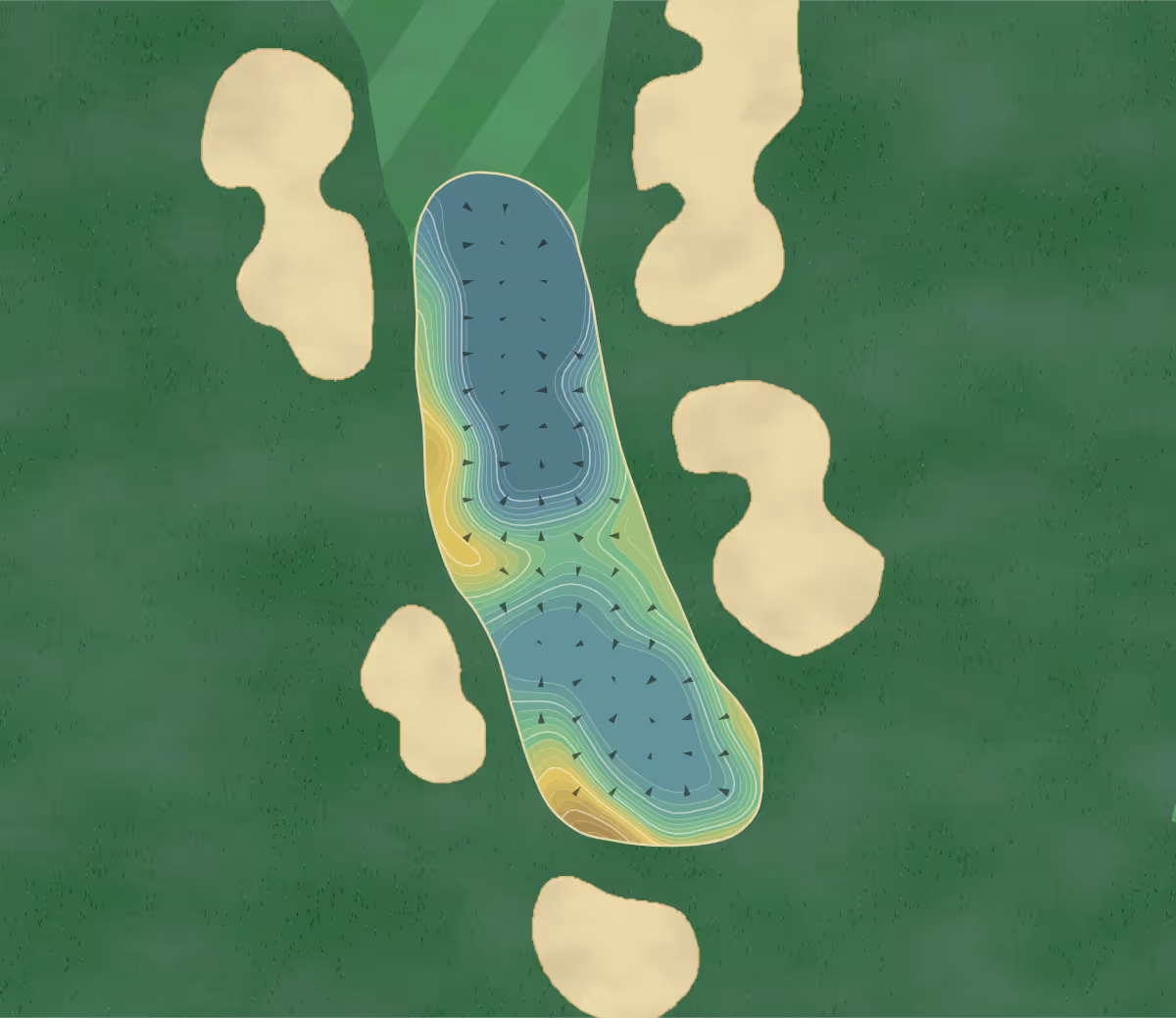 Green contour map of Coldstream in Cincinnati, Ohio — 385 elevation contours at a 3-inch interval with fall-line arrows, traced from 1-meter lidar