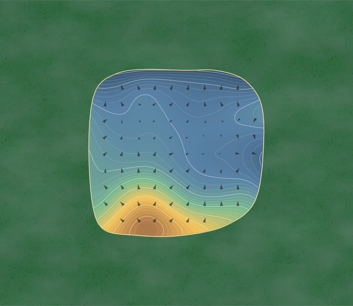 Green contour map of Coldwater in Avondale, Arizona: 102 elevation contours at a 3-inch interval with fall-line arrows, traced from 1-meter lidar