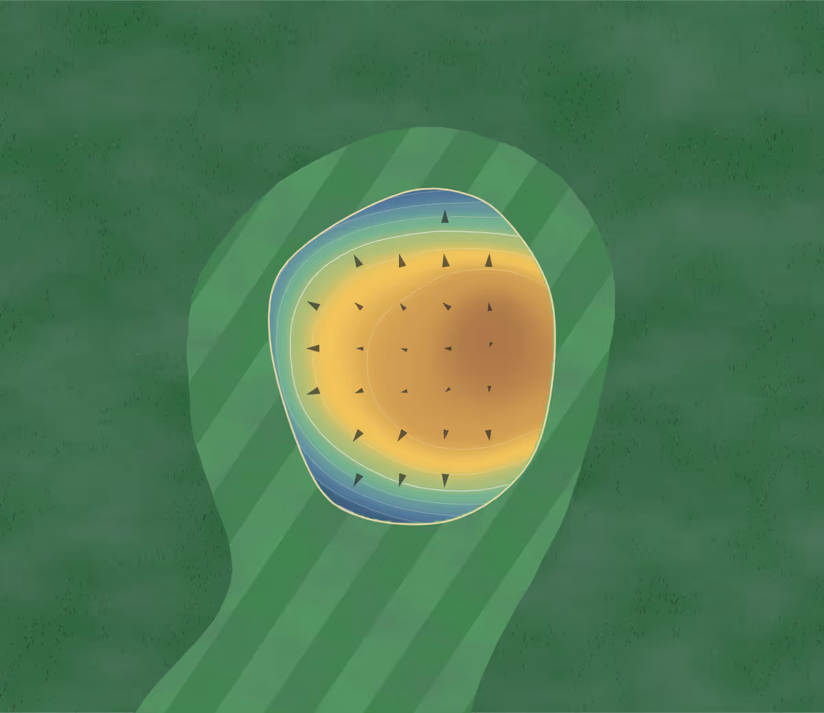 Green contour map of Coldwater CC in Coldwater, Kansas: 82 elevation contours at a 3-inch interval with fall-line arrows, traced from 1-meter lidar
