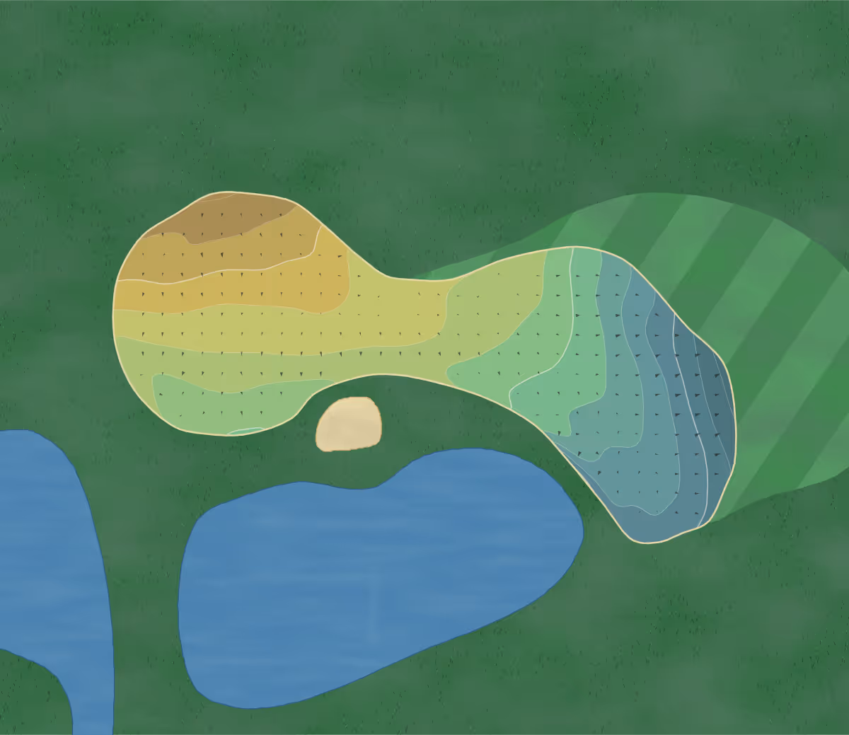 Green contour map of Colockum Ridge in Quincy, Washington — 107 elevation contours at a 3-inch interval with fall-line arrows, traced from 1-meter lidar