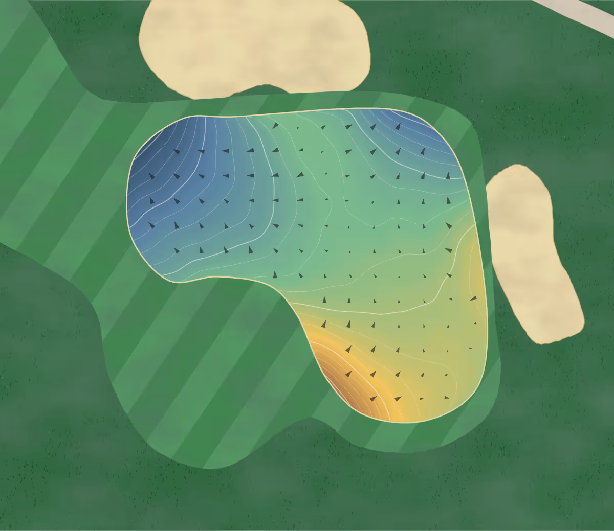 Green contour map of Colonial CC in Thomasville, North Carolina: 189 elevation contours at a 3-inch interval with fall-line arrows, traced from 1-meter lidar