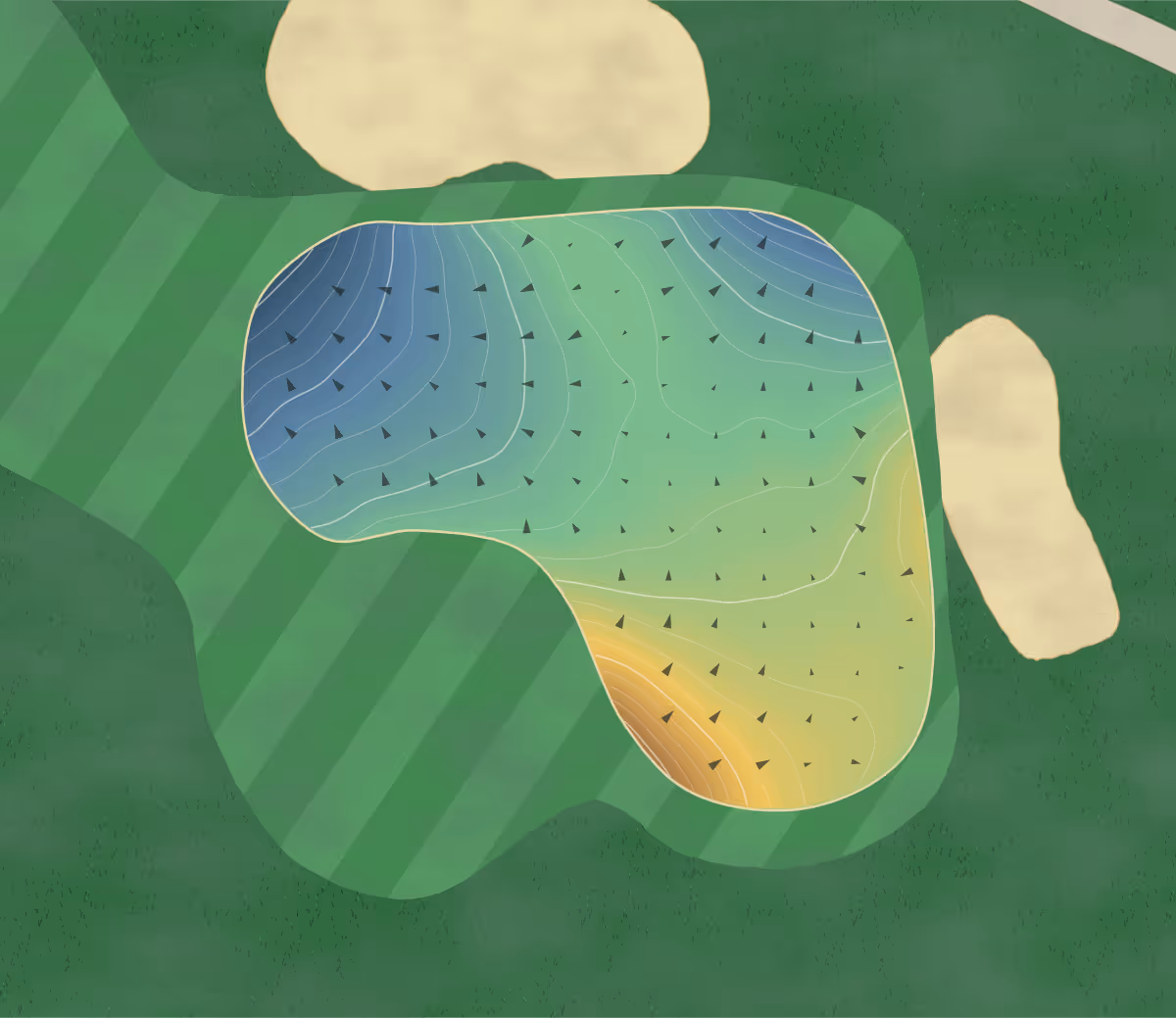 Green contour map of Colonial in Thomasville, North Carolina — 189 elevation contours at a 3-inch interval with fall-line arrows, traced from 1-meter lidar