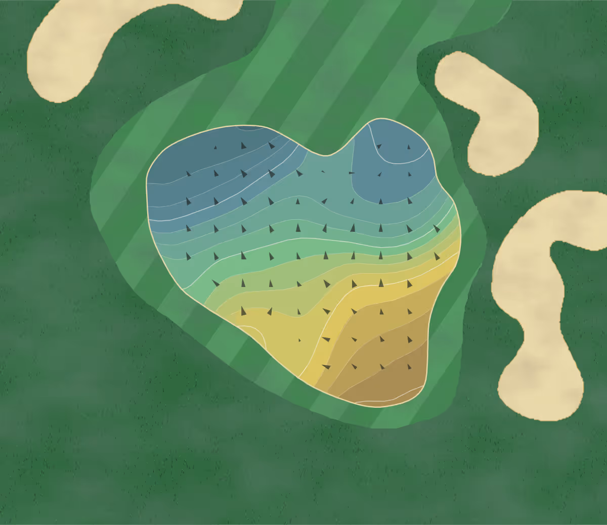 Green contour map of Colonial Country in Cordova, Tennessee — 202 elevation contours at a 3-inch interval with fall-line arrows, traced from 1-meter lidar