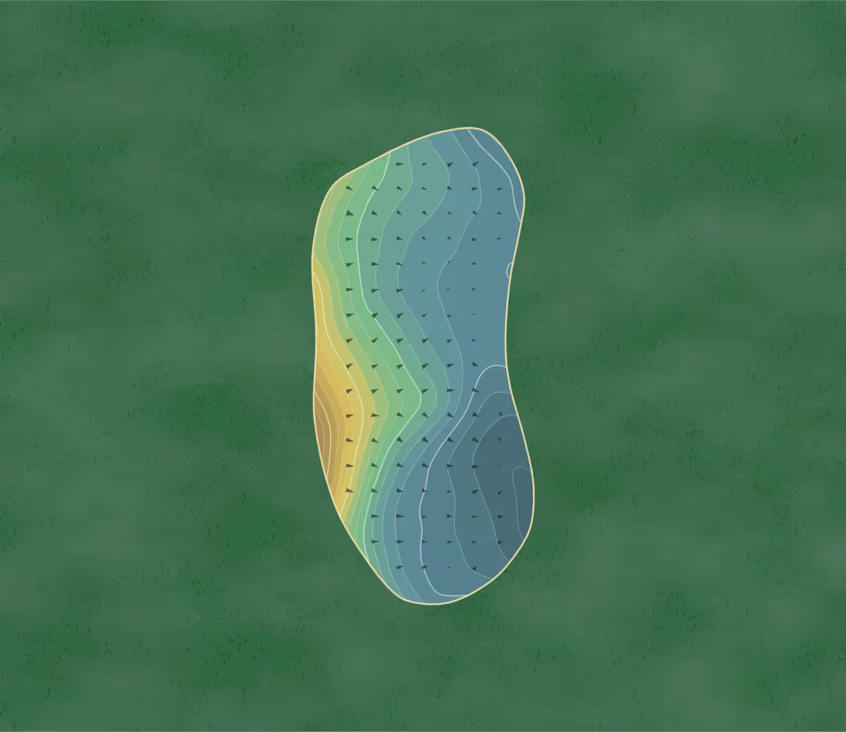 Green contour map of Colonial Heritage in Hart, Michigan — 204 elevation contours at a 3-inch interval with fall-line arrows, traced from 1-meter lidar
