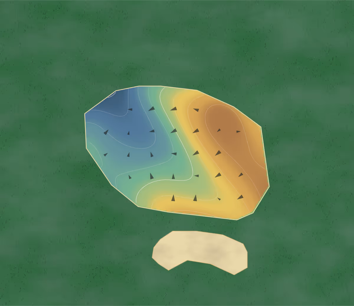Green contour map of Colony West in Tamarac, Florida: 12 elevation contours at a 3-inch interval with fall-line arrows, traced from 1-meter lidar