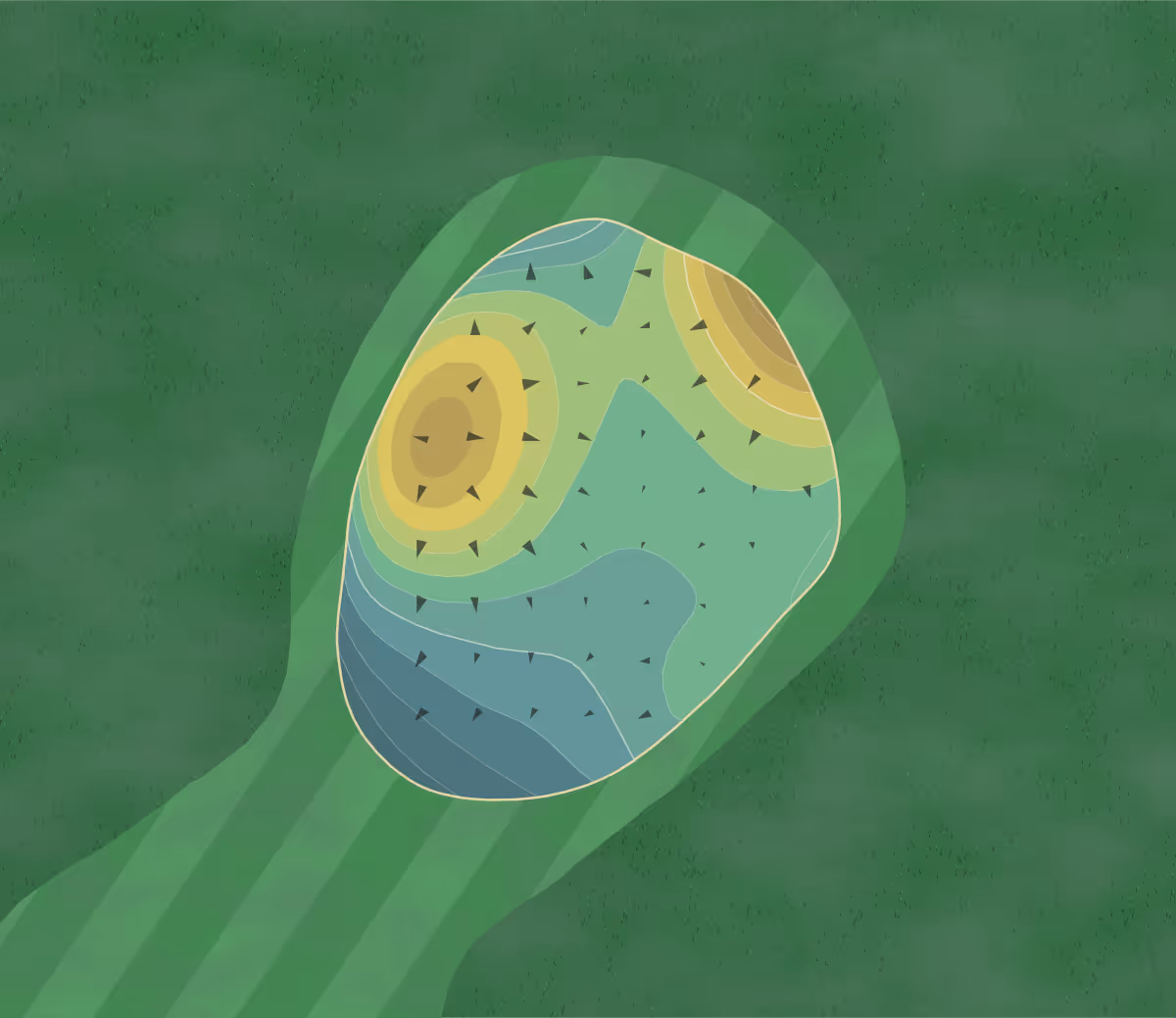 Green contour map of Colony West - Glades in Tamarac, Florida — 105 elevation contours at a 3-inch interval with fall-line arrows, traced from 1-meter lidar
