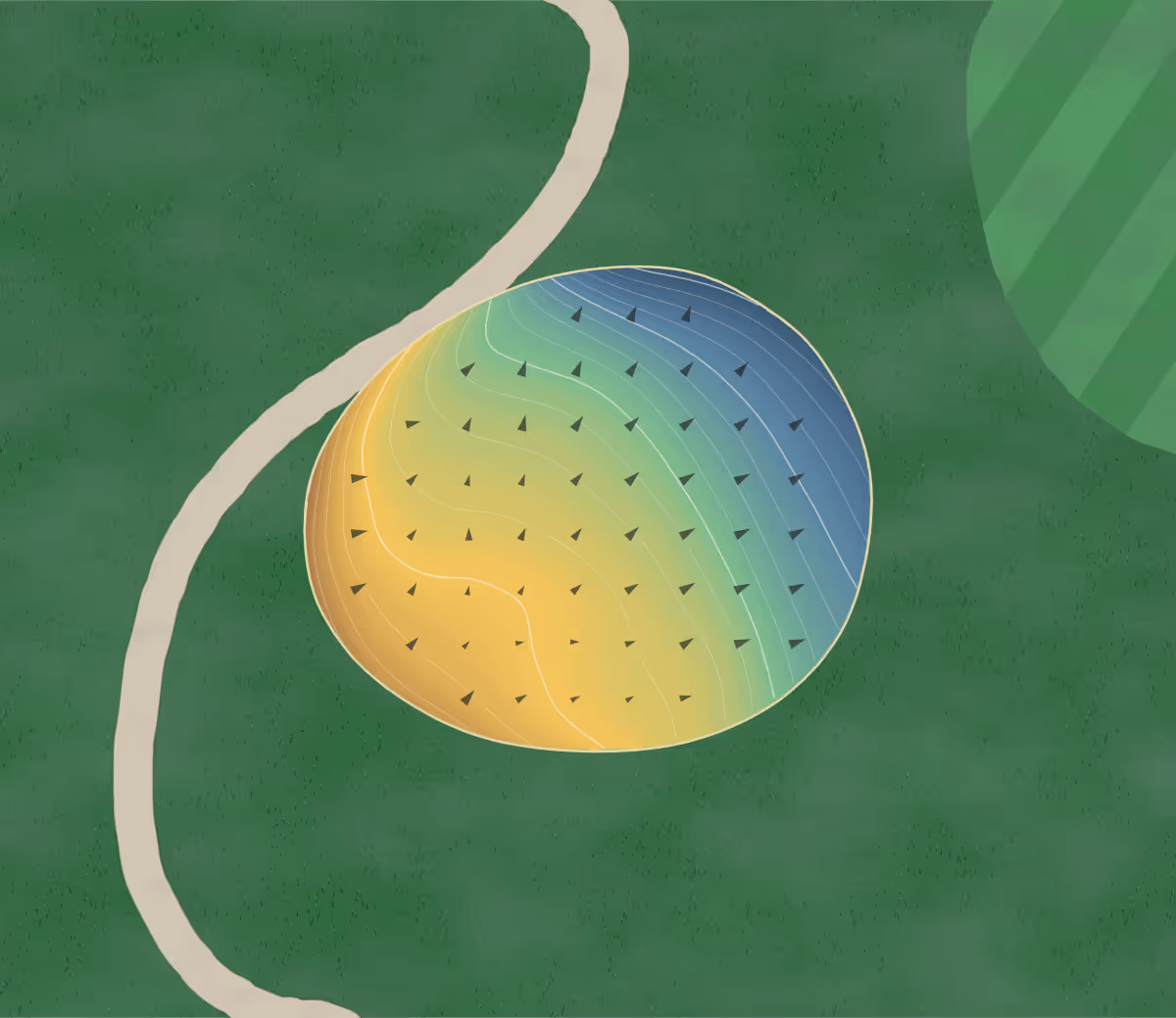 Green contour map of Como Golf Club in Saint-Jérôme, Canada: 107 elevation contours at a 8-centimeter interval with fall-line arrows, traced from 1-meter lidar
