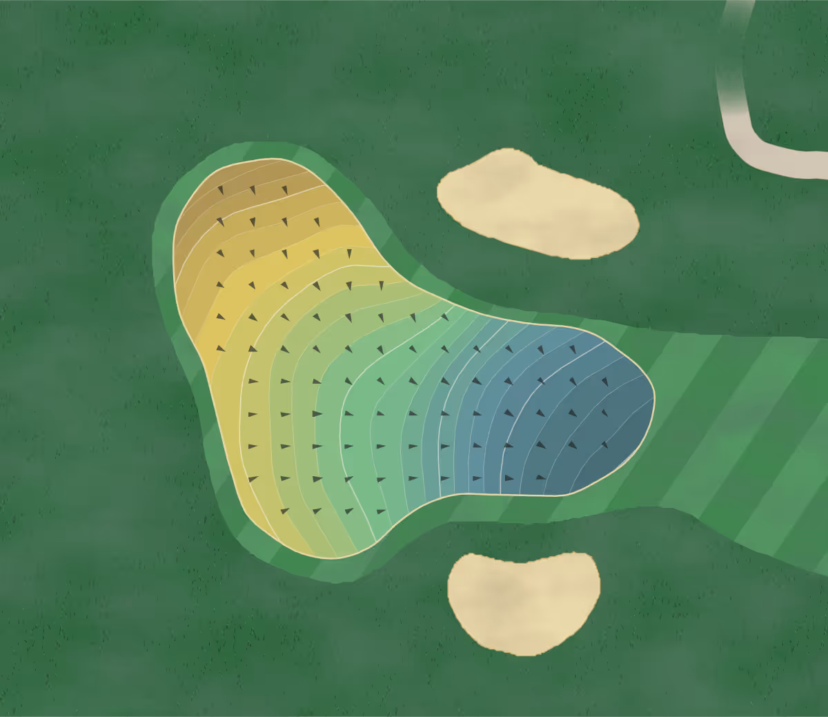 Green contour map of Como Park in St. Paul, Minnesota — 273 elevation contours at a 3-inch interval with fall-line arrows, traced from 1-meter lidar