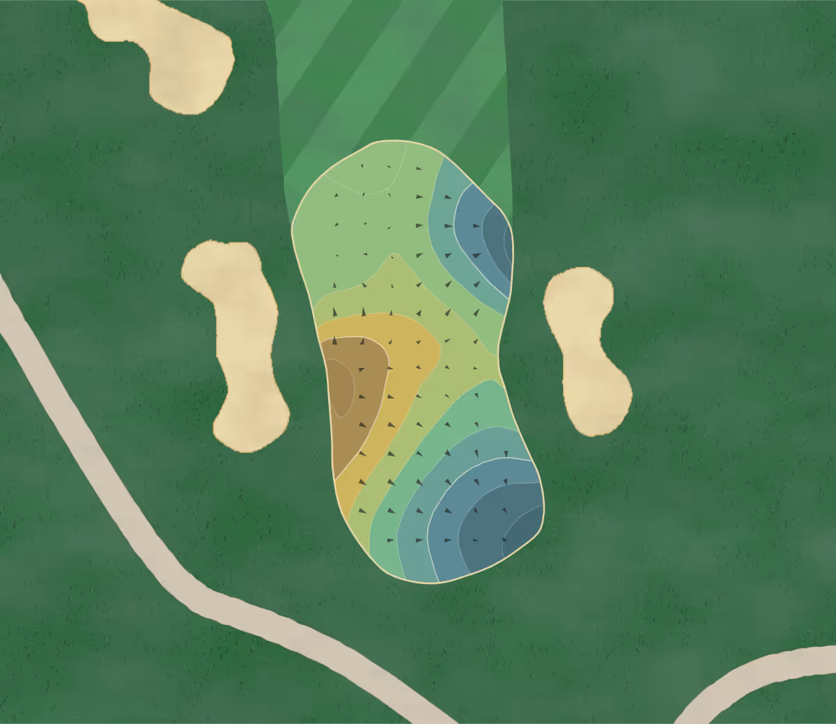 Green contour map of Concord CC in Concord, New Hampshire — 285 elevation contours at a 3-inch interval with fall-line arrows, traced from 1-meter lidar