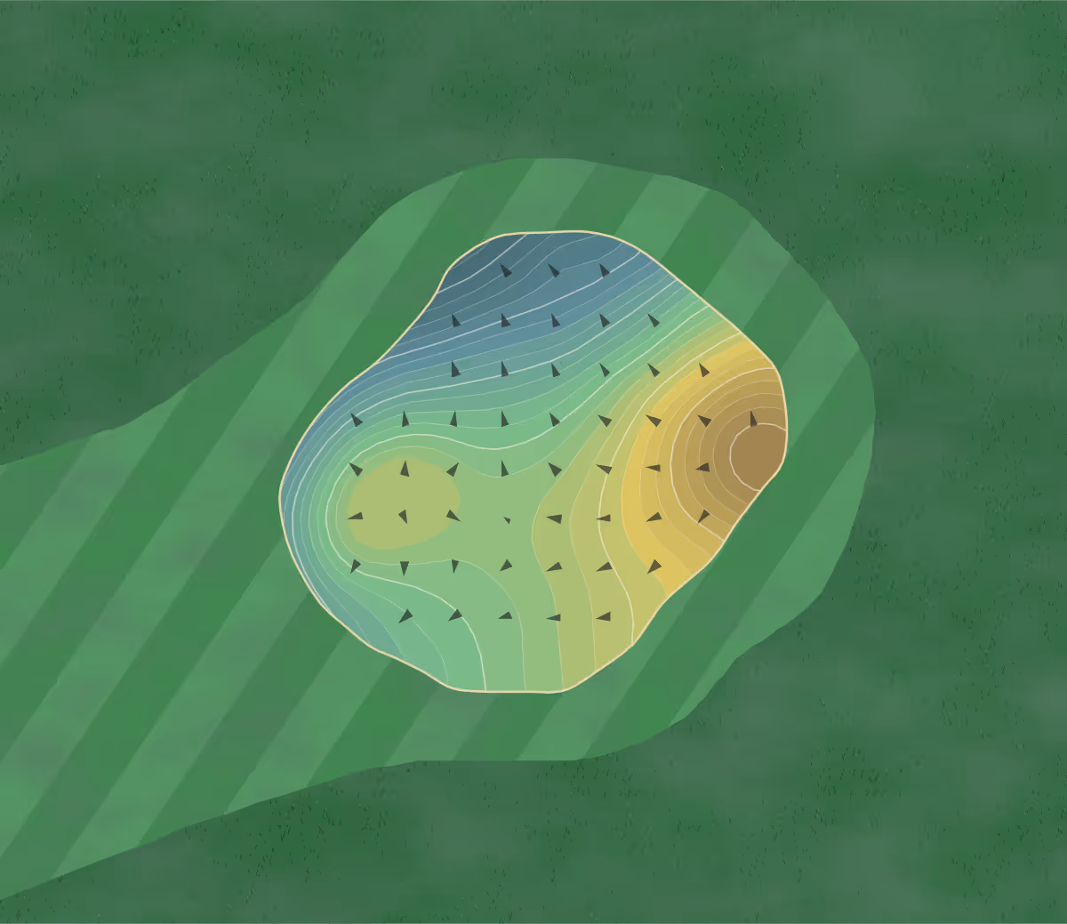 Green contour map of Concord Hills in Spring Arbor, Michigan — 310 elevation contours at a 3-inch interval with fall-line arrows, traced from 1-meter lidar