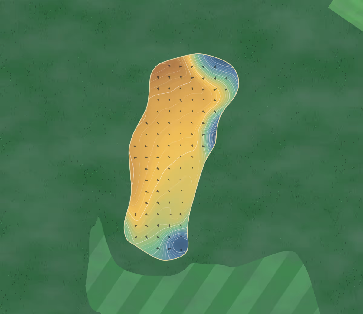 Green contour map of Congressional in Bethesda, Maryland — 558 elevation contours at a 3-inch interval with fall-line arrows, traced from 1-meter lidar