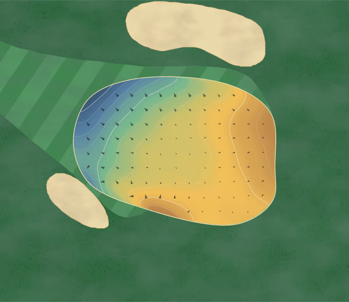 Green contour map of Continental in Sainte-Victoire-de-Sorel, Canada: 11 elevation contours at a 8-centimeter interval with fall-line arrows, traced from 1-meter lidar