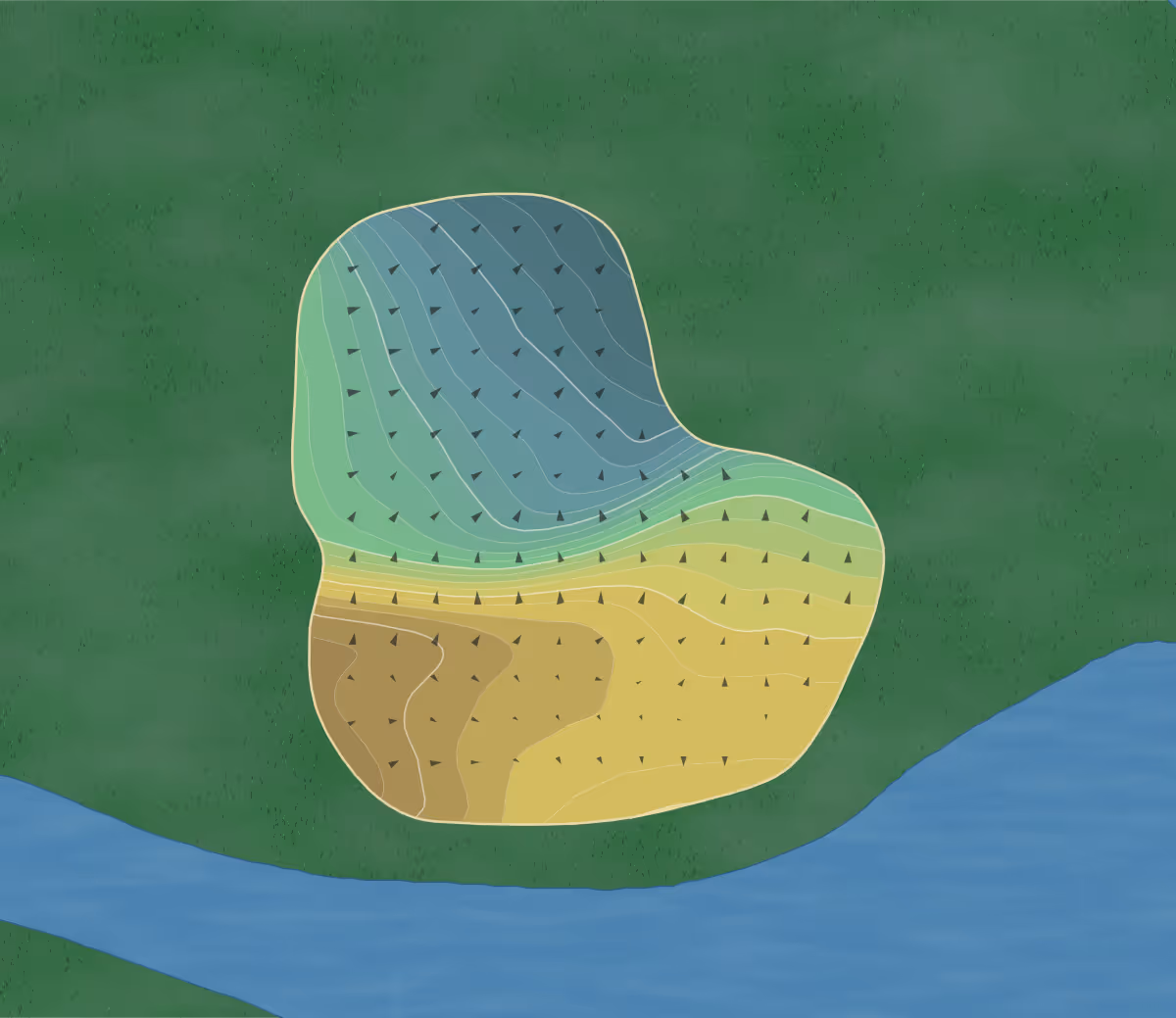 Green contour map of Cool Creek in Wrightsville, Pennsylvania — 189 elevation contours at a 3-inch interval with fall-line arrows, traced from 1-meter lidar