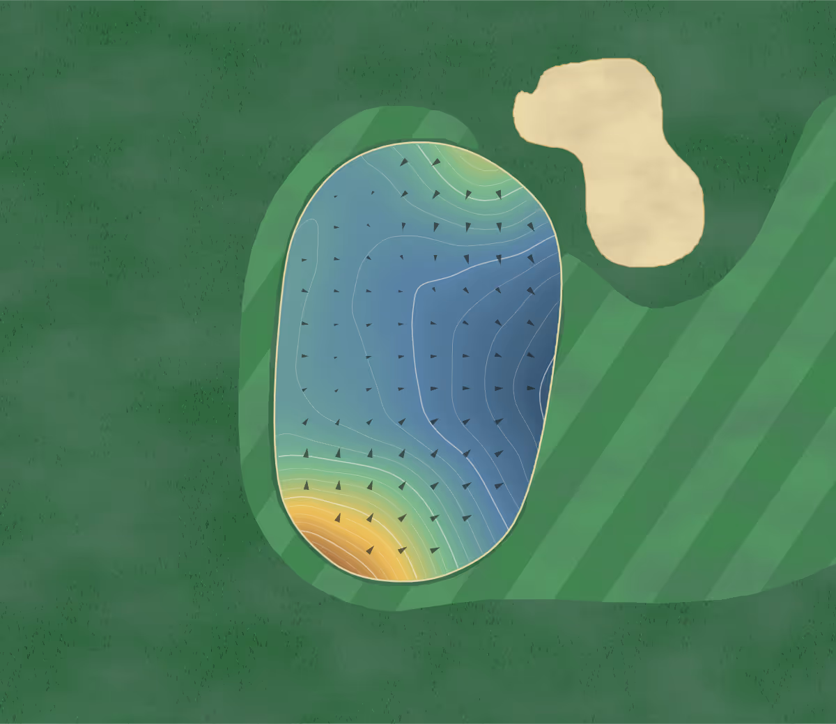 Green contour map of Cooper's Hawk in Melbourne,, Arkansas — 172 elevation contours at a 3-inch interval with fall-line arrows, traced from 1-meter lidar