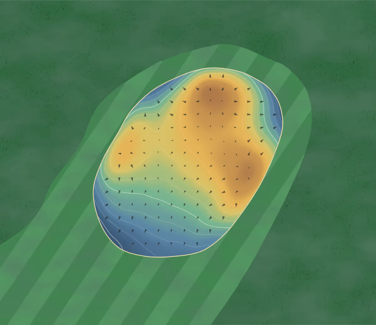 Green contour map of Cooperstown in Cooperstown, North Dakota — 83 elevation contours at a 3-inch interval with fall-line arrows, traced from 1-meter lidar