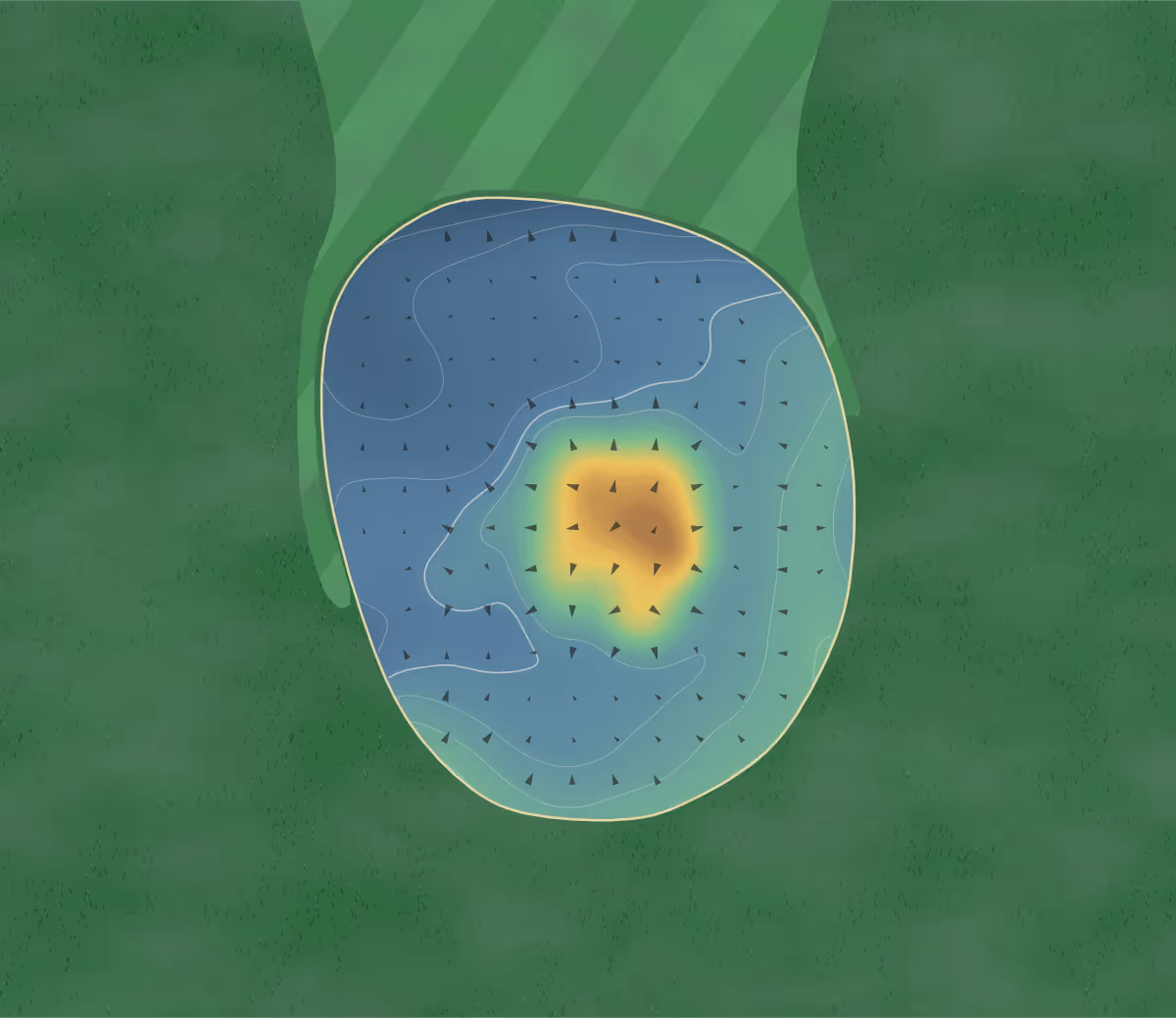 Green contour map of Copeland Hills in Columbiana, Ohio: 237 elevation contours at a 3-inch interval with fall-line arrows, traced from 1-meter lidar