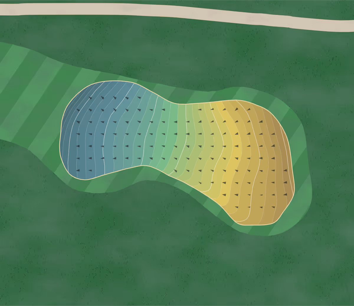 Green contour map of Copper Creek in Pleasant Hill, Iowa — 280 elevation contours at a 3-inch interval with fall-line arrows, traced from 1-meter lidar