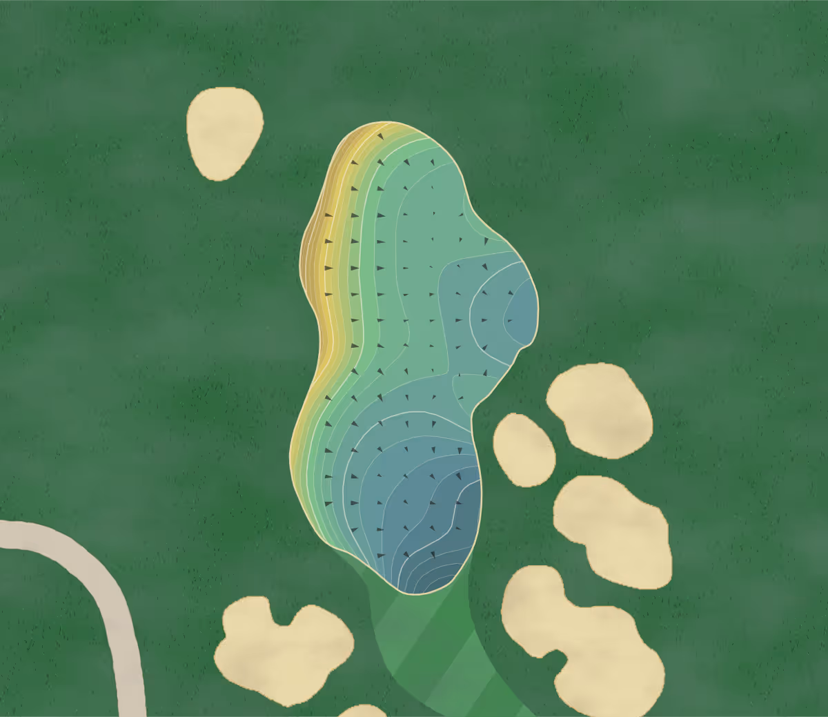Green contour map of Copper Valley in Copperopolis, California — 299 elevation contours at a 3-inch interval with fall-line arrows, traced from 1-meter lidar