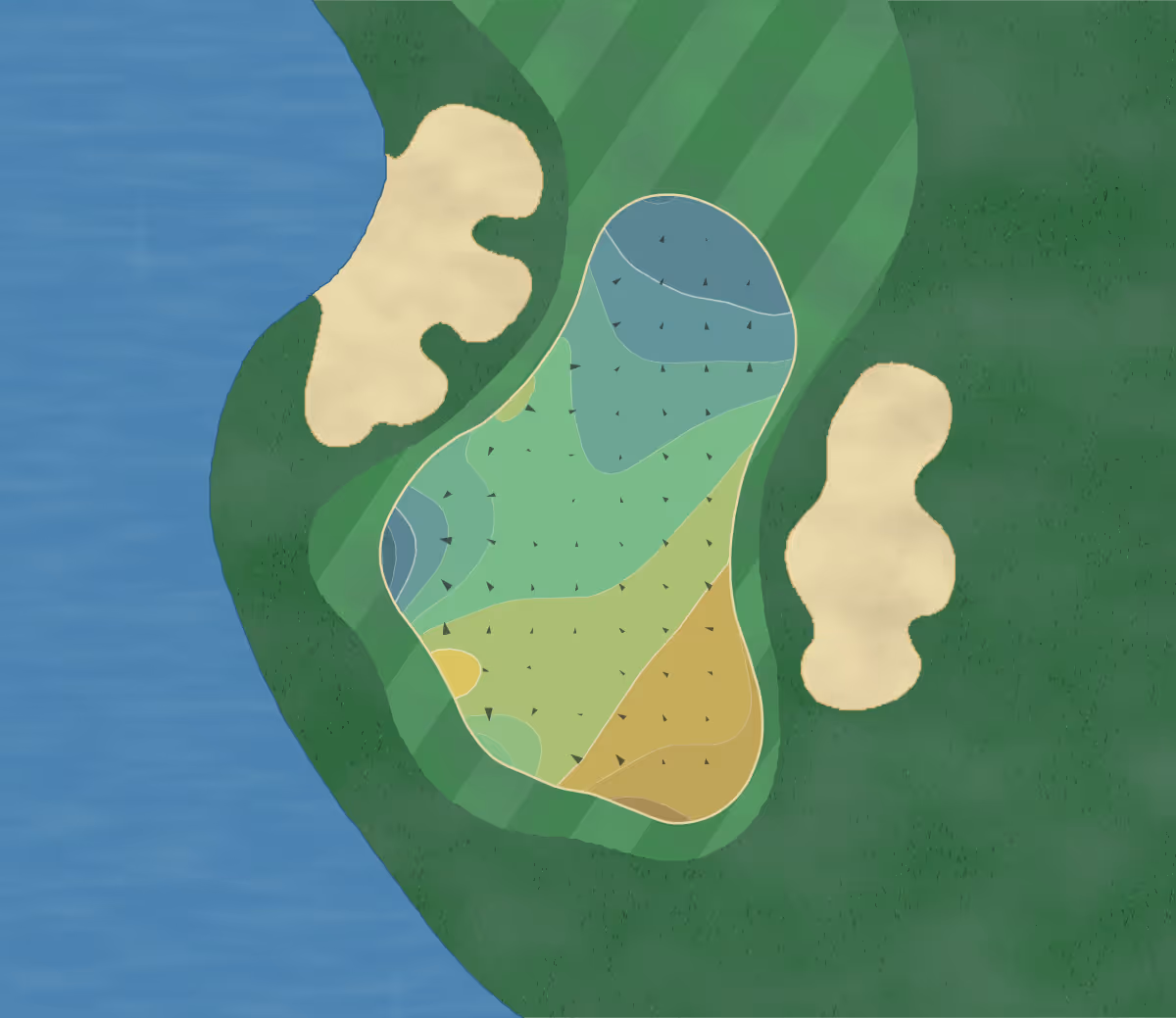Green contour map of Corral de Tierra in Salinas, California — 212 elevation contours at a 3-inch interval with fall-line arrows, traced from 1-meter lidar