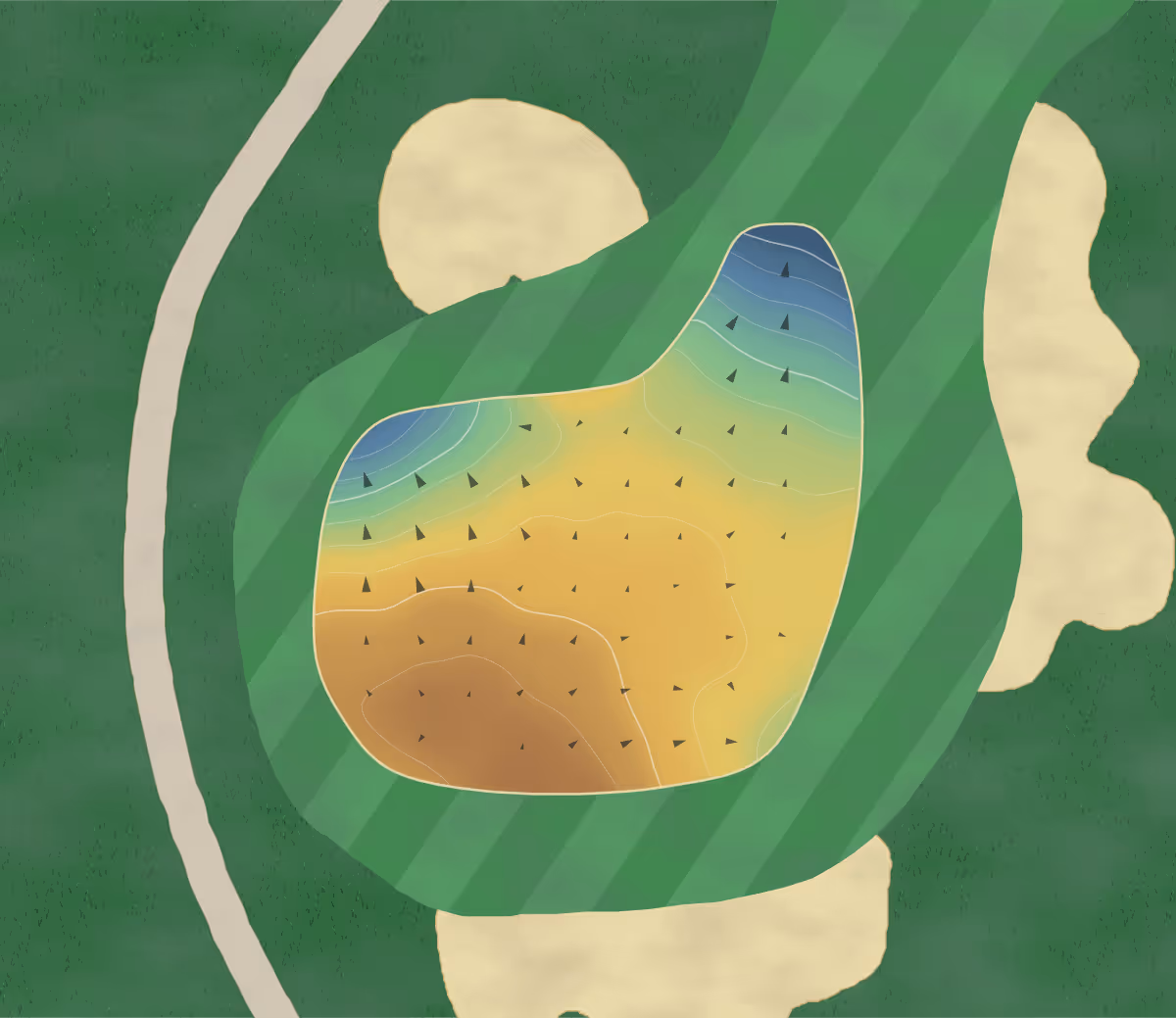 Green contour map of Cortez in Malvern, Arkansas — 153 elevation contours at a 3-inch interval with fall-line arrows, traced from 1-meter lidar