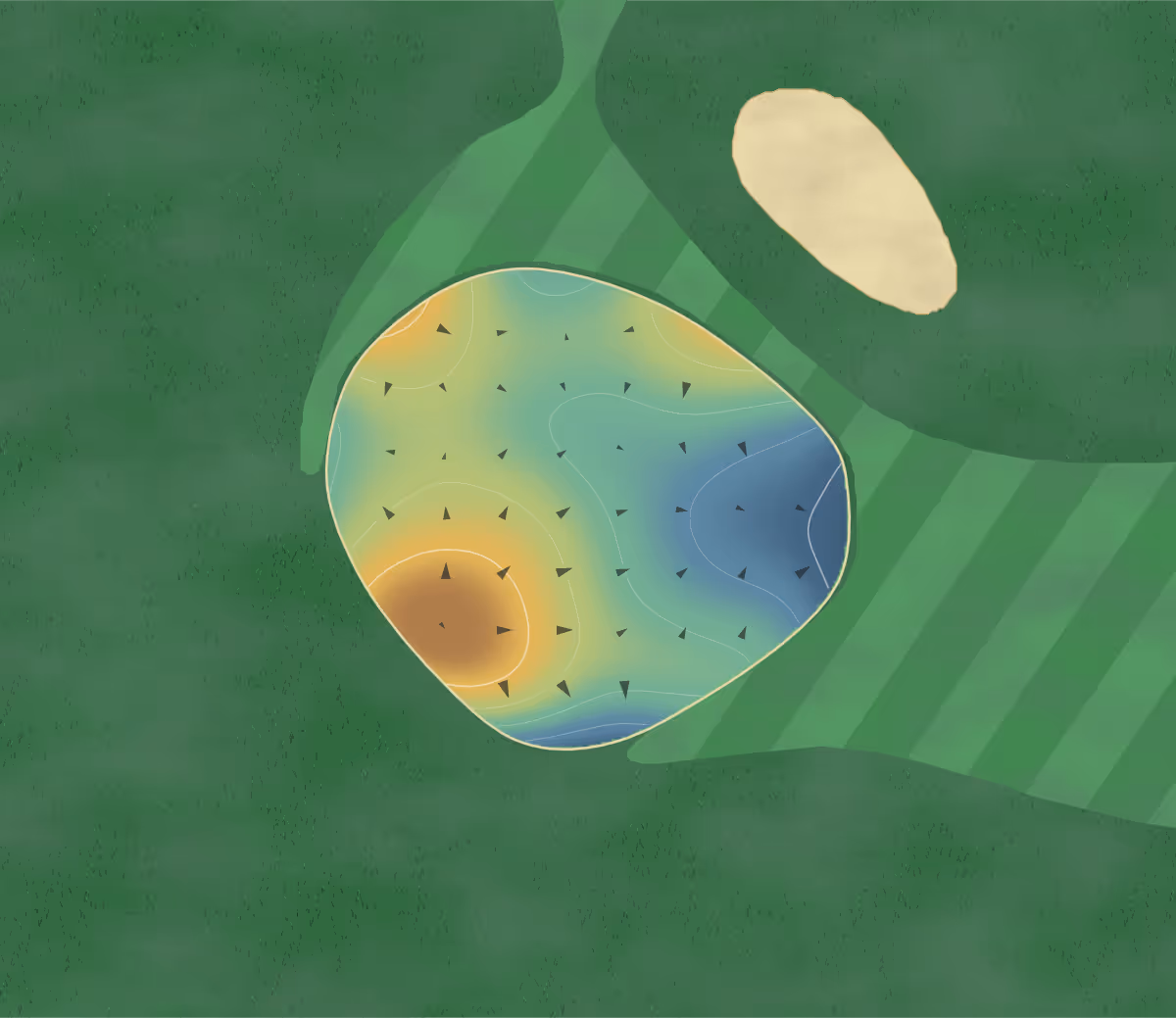 Green contour map of Cottonwood in Holladay, Utah: 34 elevation contours at a 3-inch interval with fall-line arrows, traced from 1-meter lidar