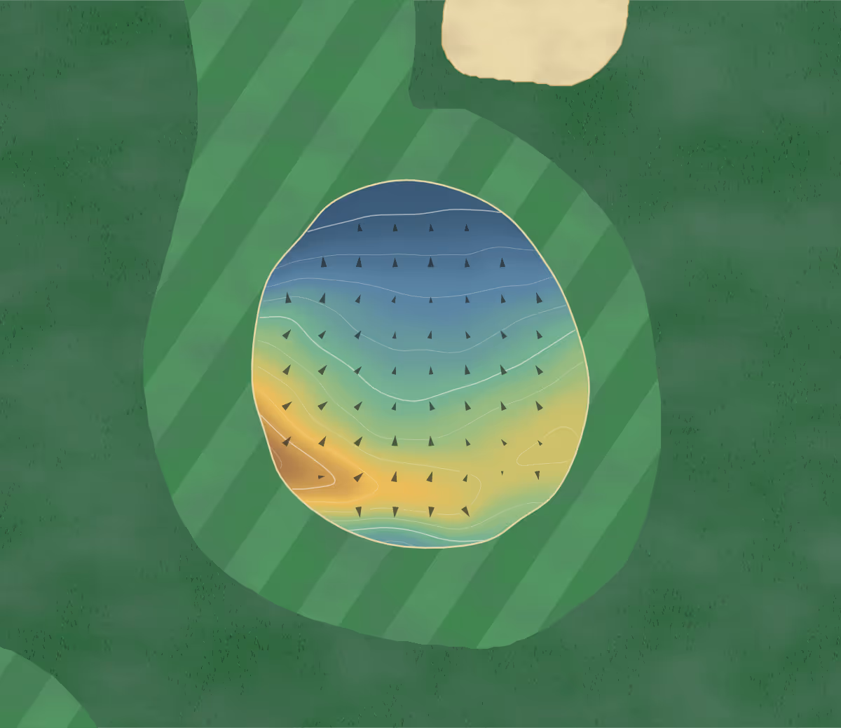 Green contour map of Cottonwood in Flint, North Dakota — 65 elevation contours at a 3-inch interval with fall-line arrows, traced from 1-meter lidar