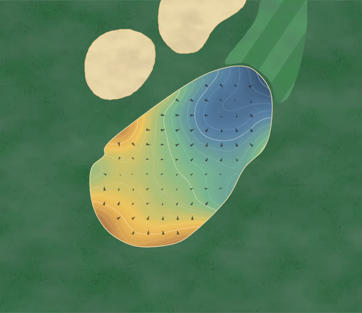 Green contour map of Culpeper in Culpeper, Virginia: 206 elevation contours at a 3-inch interval with fall-line arrows, traced from 1-meter lidar