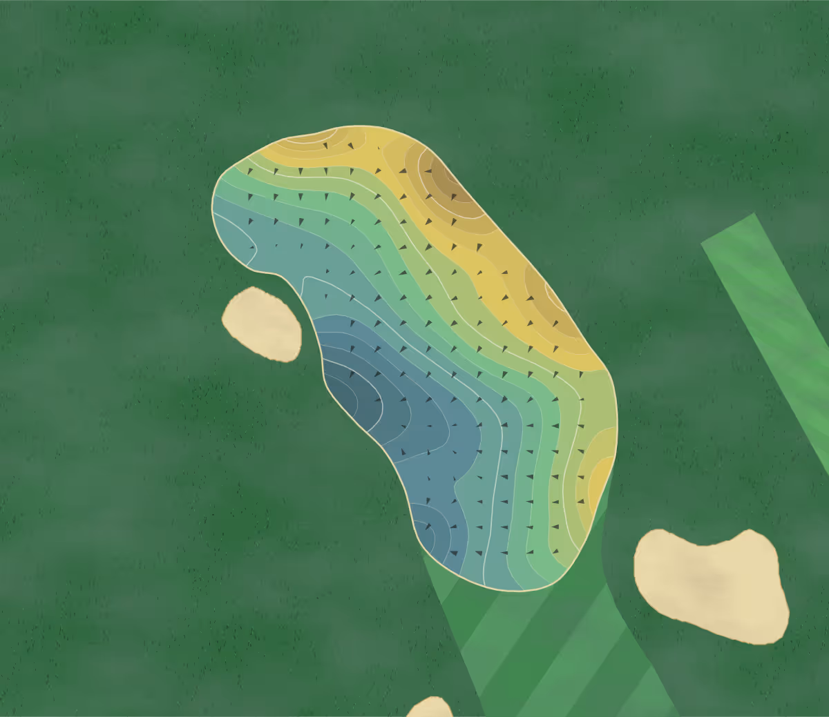 Green contour map of CC of Ithaca in Ithaca, New York — 246 elevation contours at a 3-inch interval with fall-line arrows, traced from 1-meter lidar