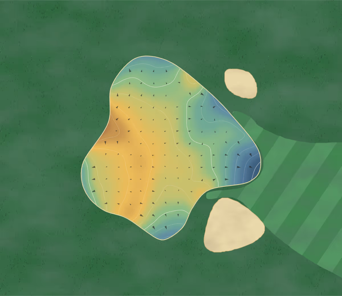 Green contour map of Leawood in Leawood, Kansas: 137 elevation contours at a 3-inch interval with fall-line arrows, traced from 1-meter lidar