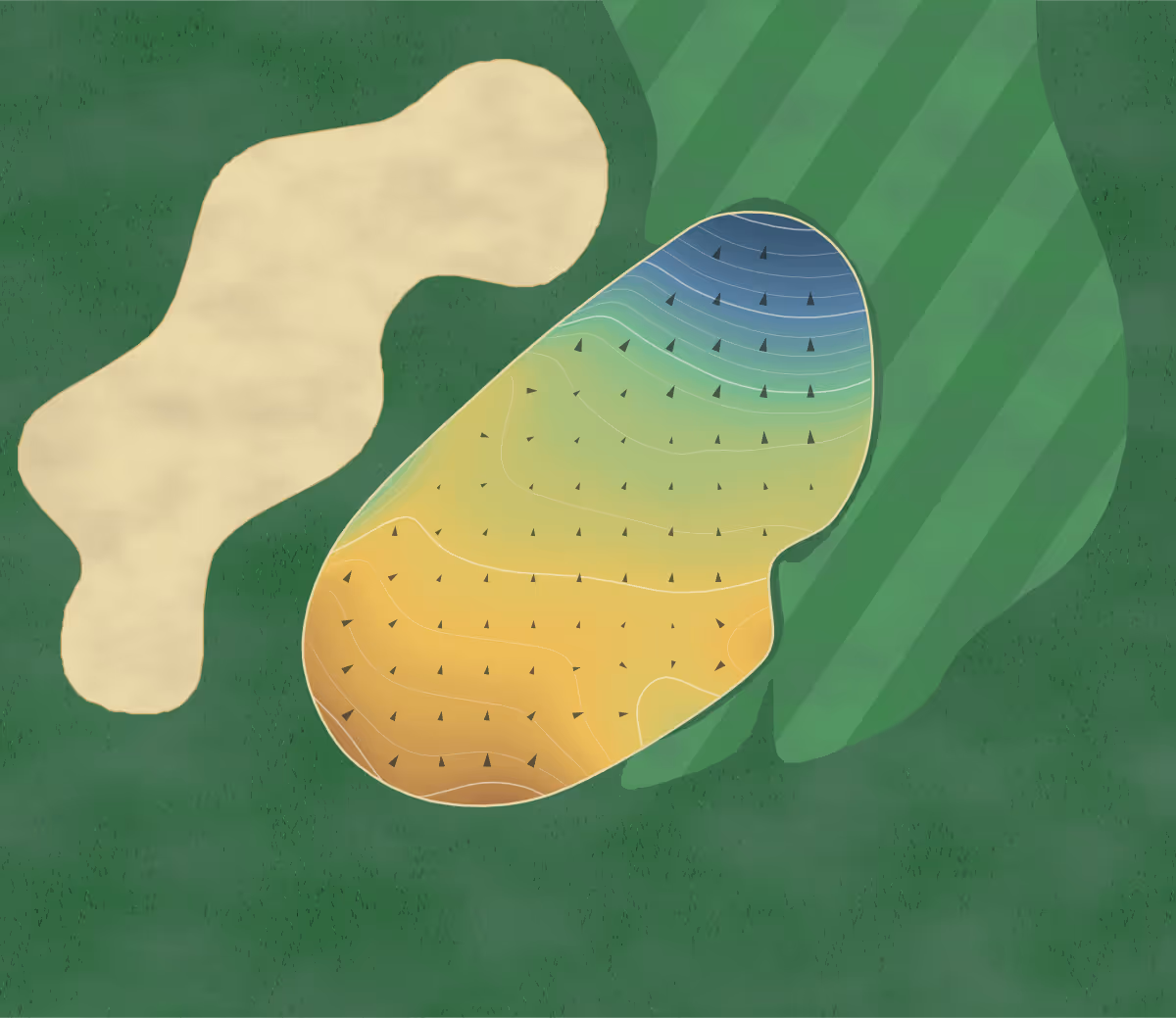Green contour map of North in Beavercreek, Ohio: 154 elevation contours at a 3-inch interval with fall-line arrows, traced from 1-meter lidar