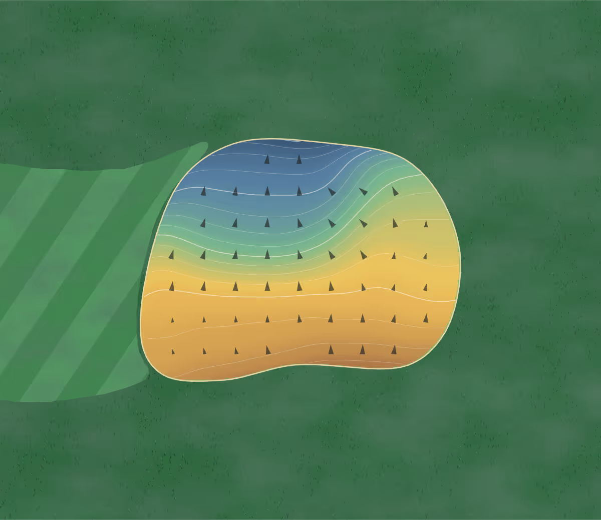 Green contour map of Country Lake in Warrenton, Missouri — 138 elevation contours at a 3-inch interval with fall-line arrows, traced from 1-meter lidar